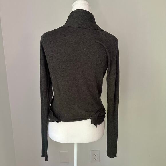 All Saints dark gray knit cropped wrap cardigan size 2 - Picture 6 of 9